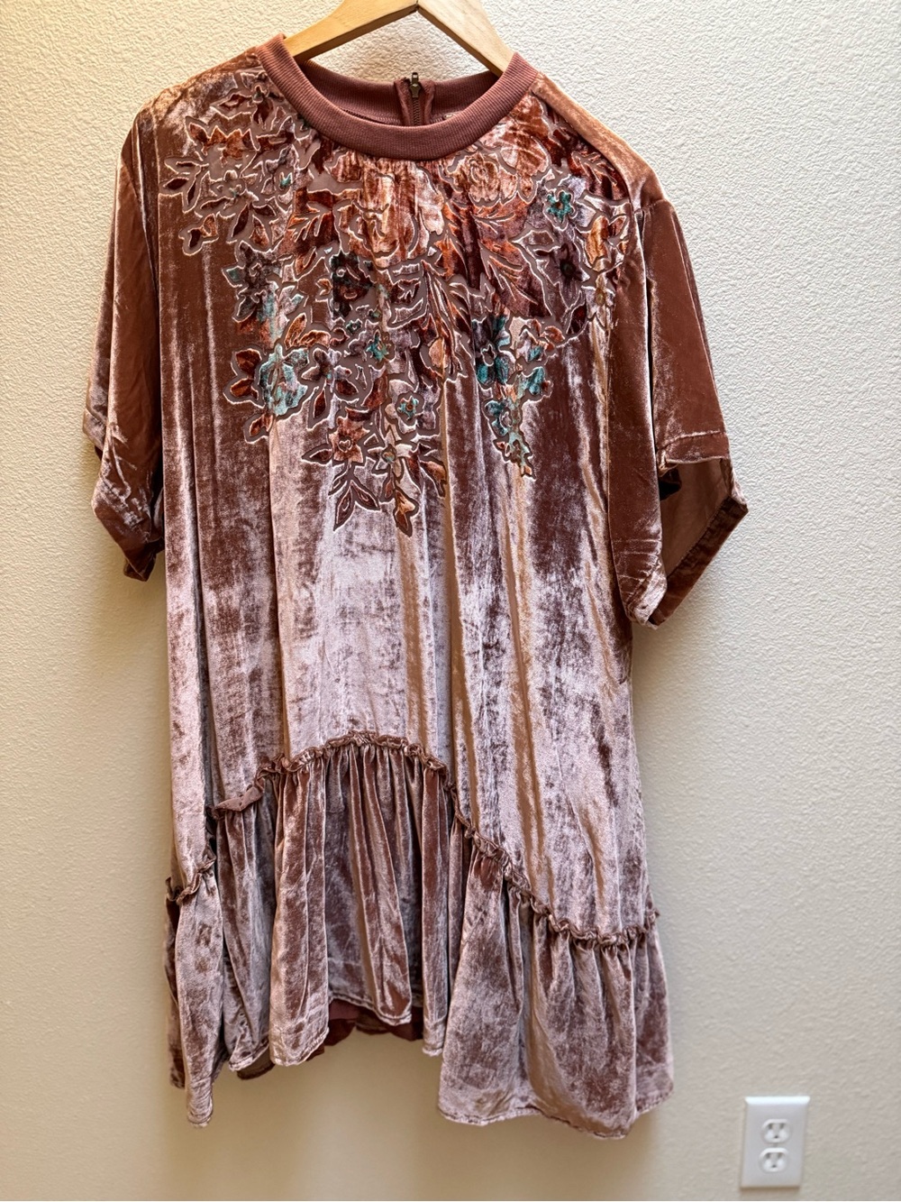 Free People Velvet Embroidered Tunic - Rose Taupe - Picture 1 of 5